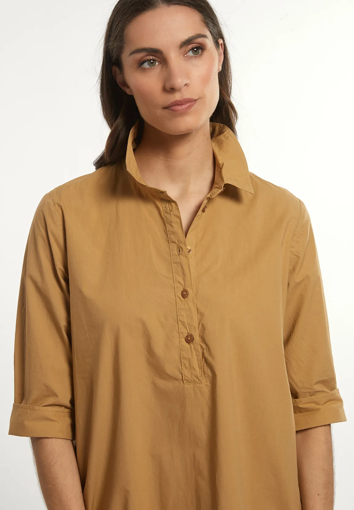Best River Woods Katoenen korte jurk 3/4 mouwen beige -