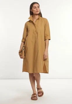 Best River Woods Katoenen korte jurk 3/4 mouwen beige -