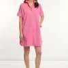 Discount River Woods Katoenen korte jurk elleboogmouwen roze -