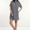 Outlet River Woods Katoenen korte jurk elleboogmouwen blauw -