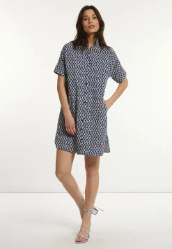 Outlet River Woods Katoenen korte jurk elleboogmouwen blauw -