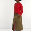 Discount River Woods Katoenen midirok voorsplit  kaki -