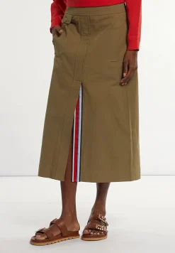 Discount River Woods Katoenen midirok voorsplit  kaki -