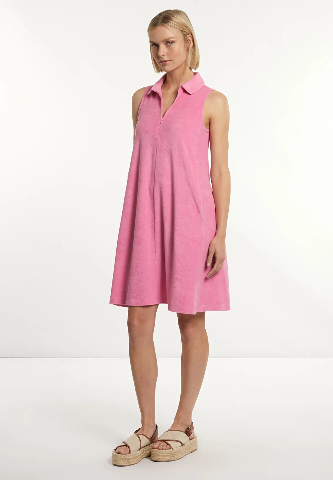 Discount River Woods Katoenen mouwloze éponge jurk roze -