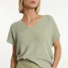 Outlet River Woods Katoenen mouwloze V-hals glittertrui groen -