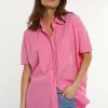 Clearance River Woods Katoenen oversized blouse korte mouwen borstzak roze -