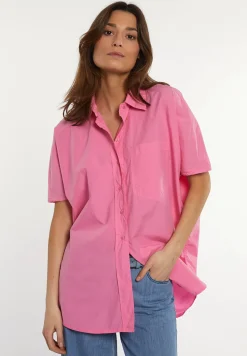 Clearance River Woods Katoenen oversized blouse korte mouwen borstzak roze -