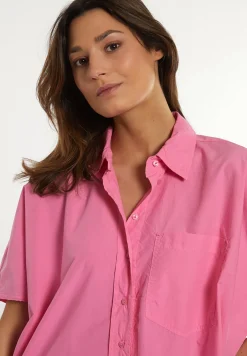 Clearance River Woods Katoenen oversized blouse korte mouwen borstzak roze -