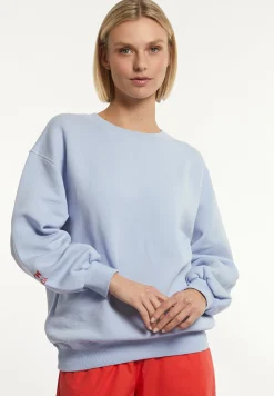Hot River Woods Katoenen oversized fleecetrui ronde hals blauw -
