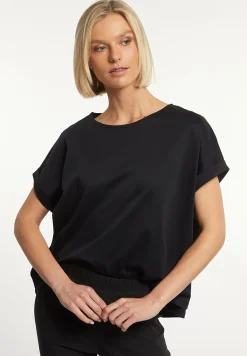 New River Woods Katoenen oversized T-shirt ronde hals korte mouwen zwart -