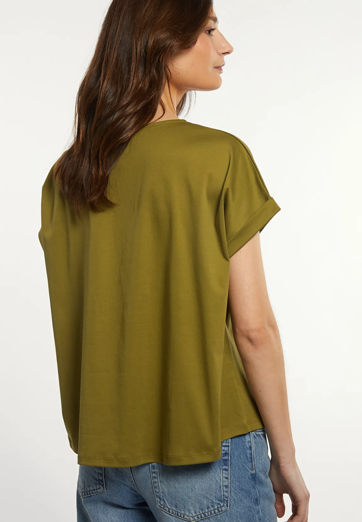 Clearance River Woods Katoenen oversized T-shirt ronde hals olijfgroen -