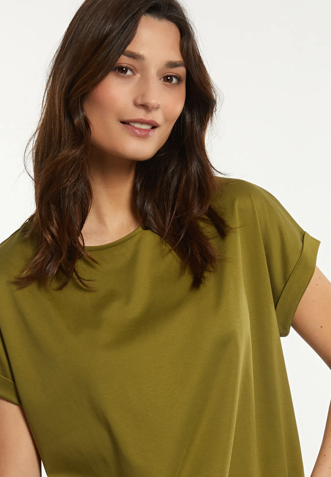 Clearance River Woods Katoenen oversized T-shirt ronde hals olijfgroen -