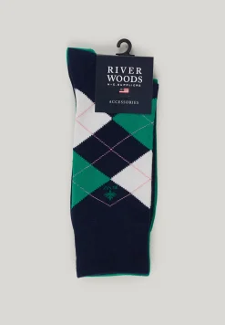 New River Woods Katoenen 2-paar sokken navy/groen -