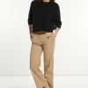Best River Woods Katoenen rechte klassieke broek beige -
