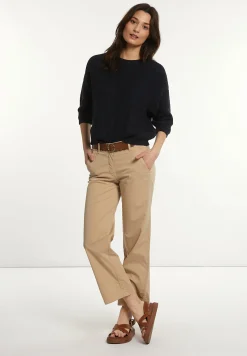 Best River Woods Katoenen rechte klassieke broek beige -