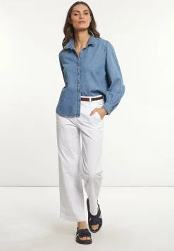 Outlet River Woods Katoenen rechte klassieke broek wit -