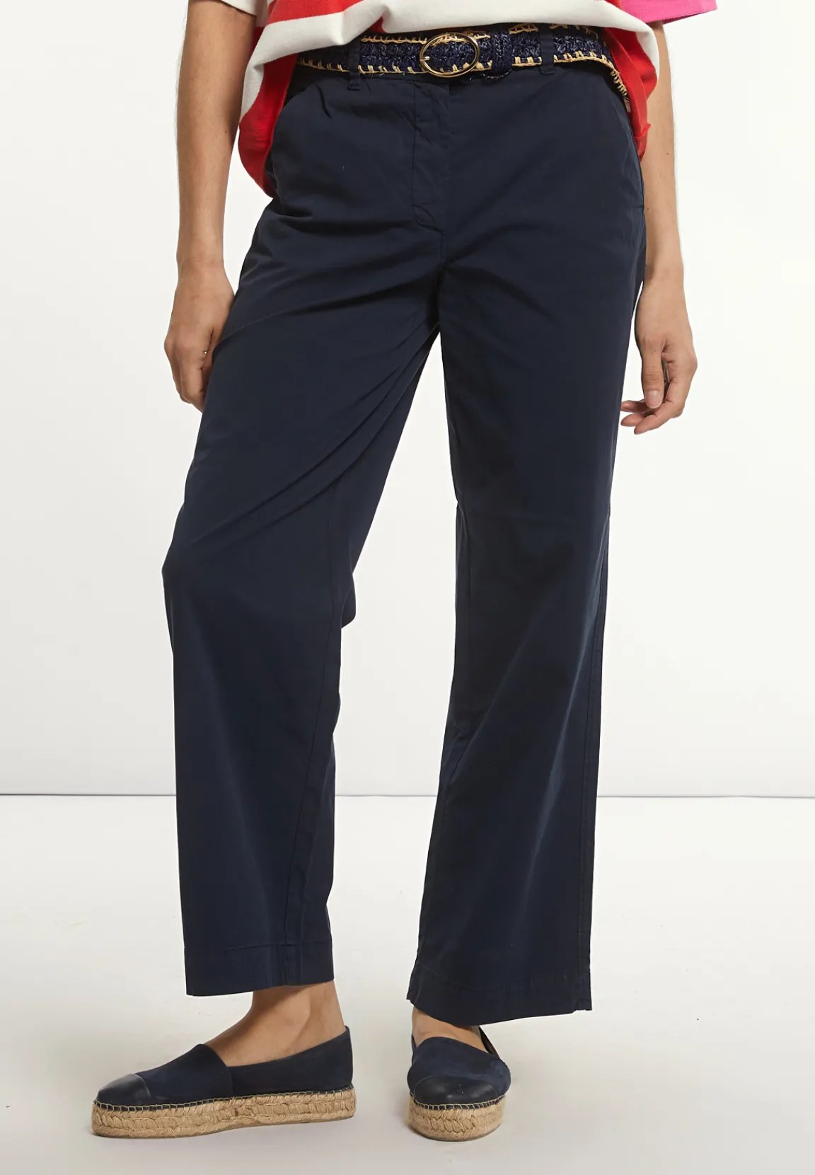 Clearance River Woods Katoenen rechte klassieke broek navy -