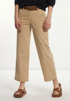 Best River Woods Katoenen rechte klassieke broek beige -