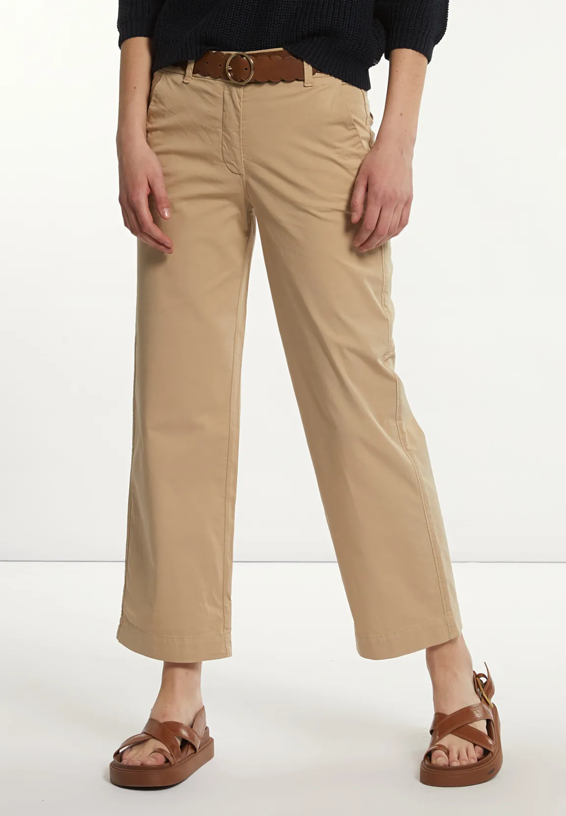 Best River Woods Katoenen rechte klassieke broek beige -