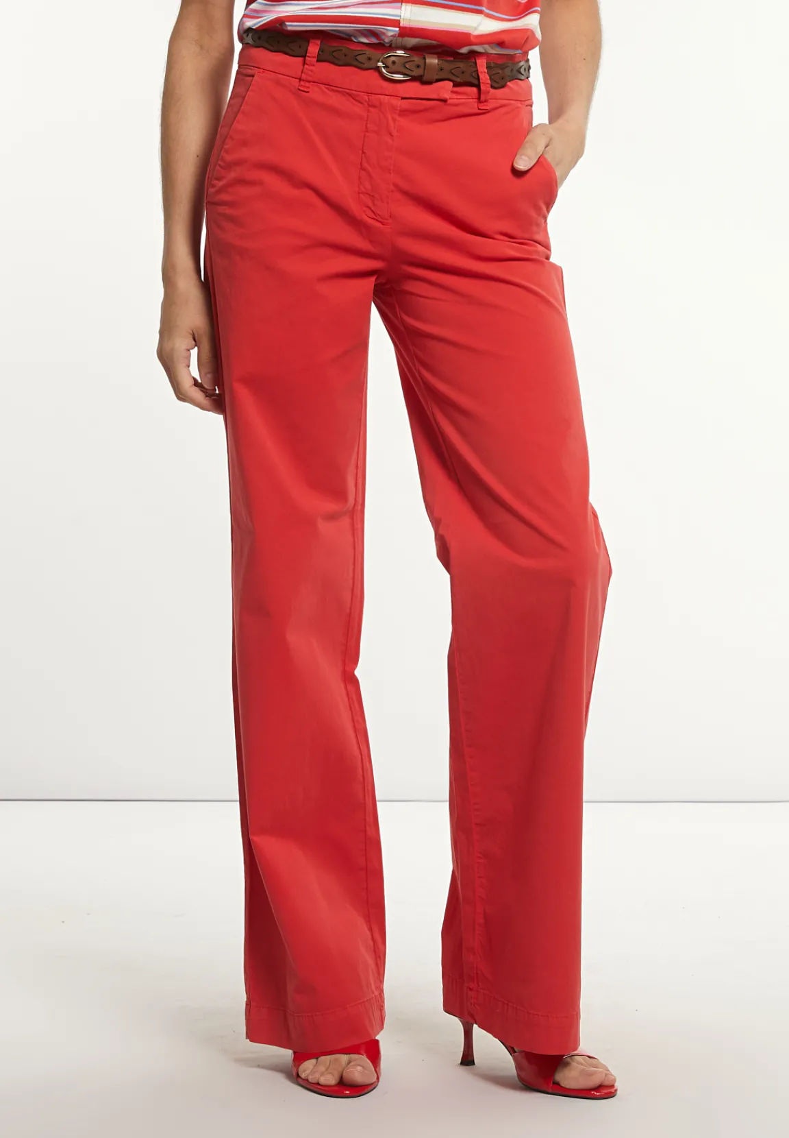 Discount River Woods Katoenen rechte stretch broek rood -