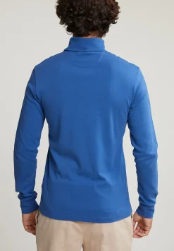 Online River Woods Katoenen rolkraag T-shirt lange mouwen crown blue -