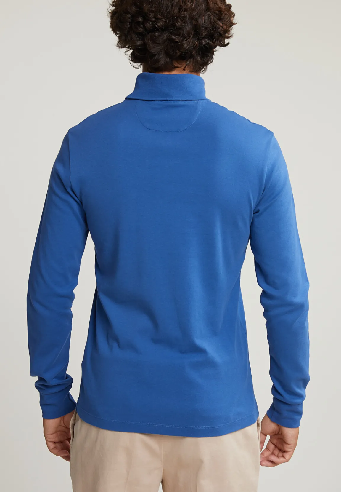 Online River Woods Katoenen rolkraag T-shirt lange mouwen crown blue -