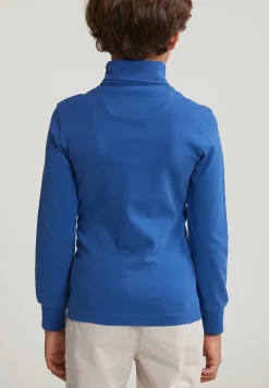 New River Woods Katoenen rolkraag T-shirt lange mouwen crown blue -