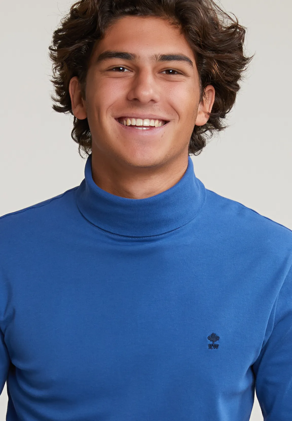 Online River Woods Katoenen rolkraag T-shirt lange mouwen crown blue -