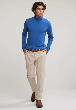 Online River Woods Katoenen rolkraag T-shirt lange mouwen crown blue -