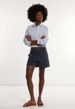 Discount River Woods Katoenen short opgestikte zakken navy -