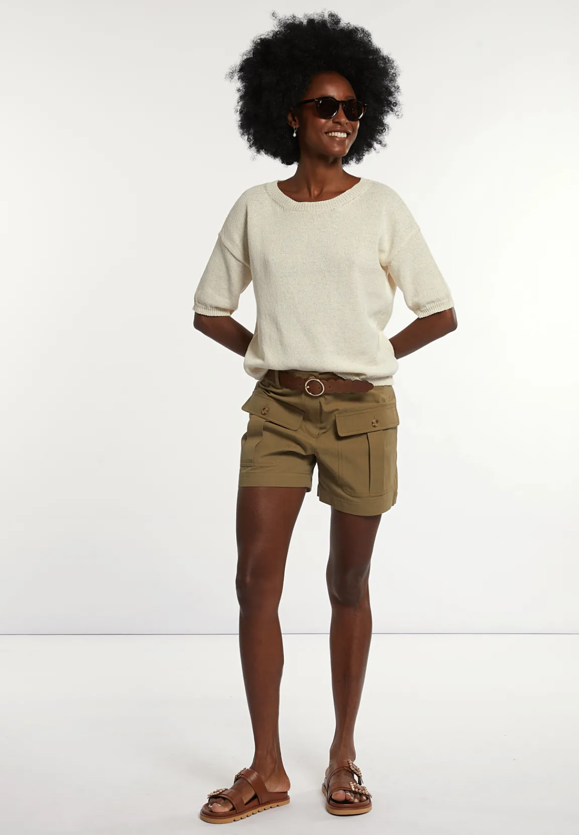 Clearance River Woods Katoenen short opgestikte zakken kaki -
