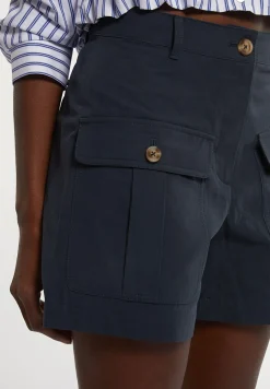 Discount River Woods Katoenen short opgestikte zakken navy -