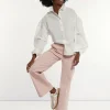 Clearance River Woods Katoenen stretch broek wijde pijpen roze -