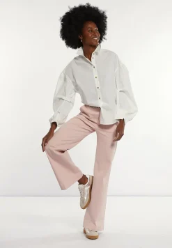 Clearance River Woods Katoenen stretch broek wijde pijpen roze -