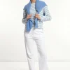 Discount River Woods Katoenen stretch broek wijde pijpen wit -