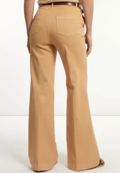 Sale River Woods Katoenen stretch broek wijde pijpen camel -