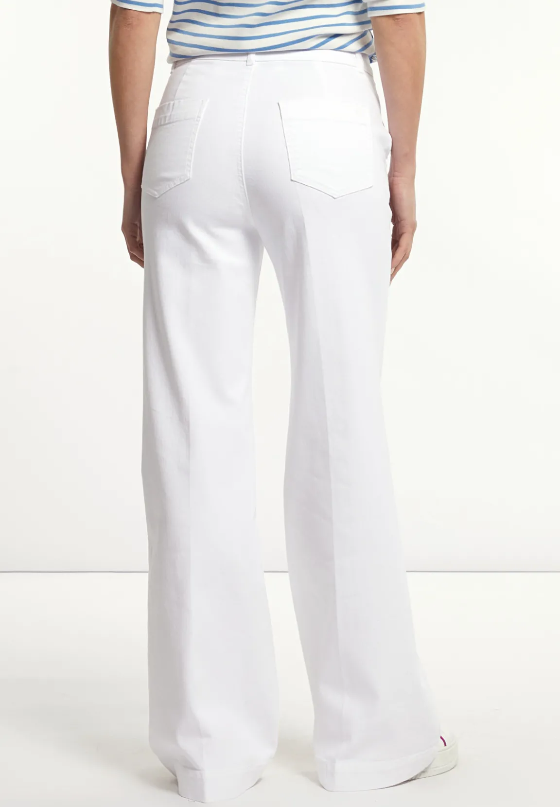 Discount River Woods Katoenen stretch broek wijde pijpen wit -