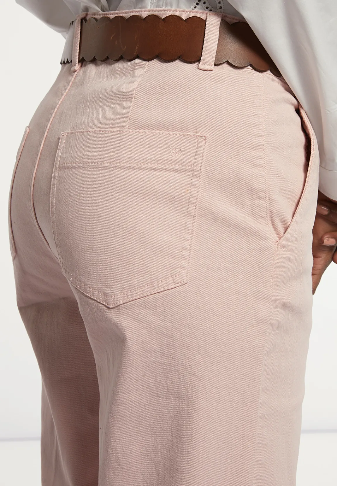 Clearance River Woods Katoenen stretch broek wijde pijpen roze -