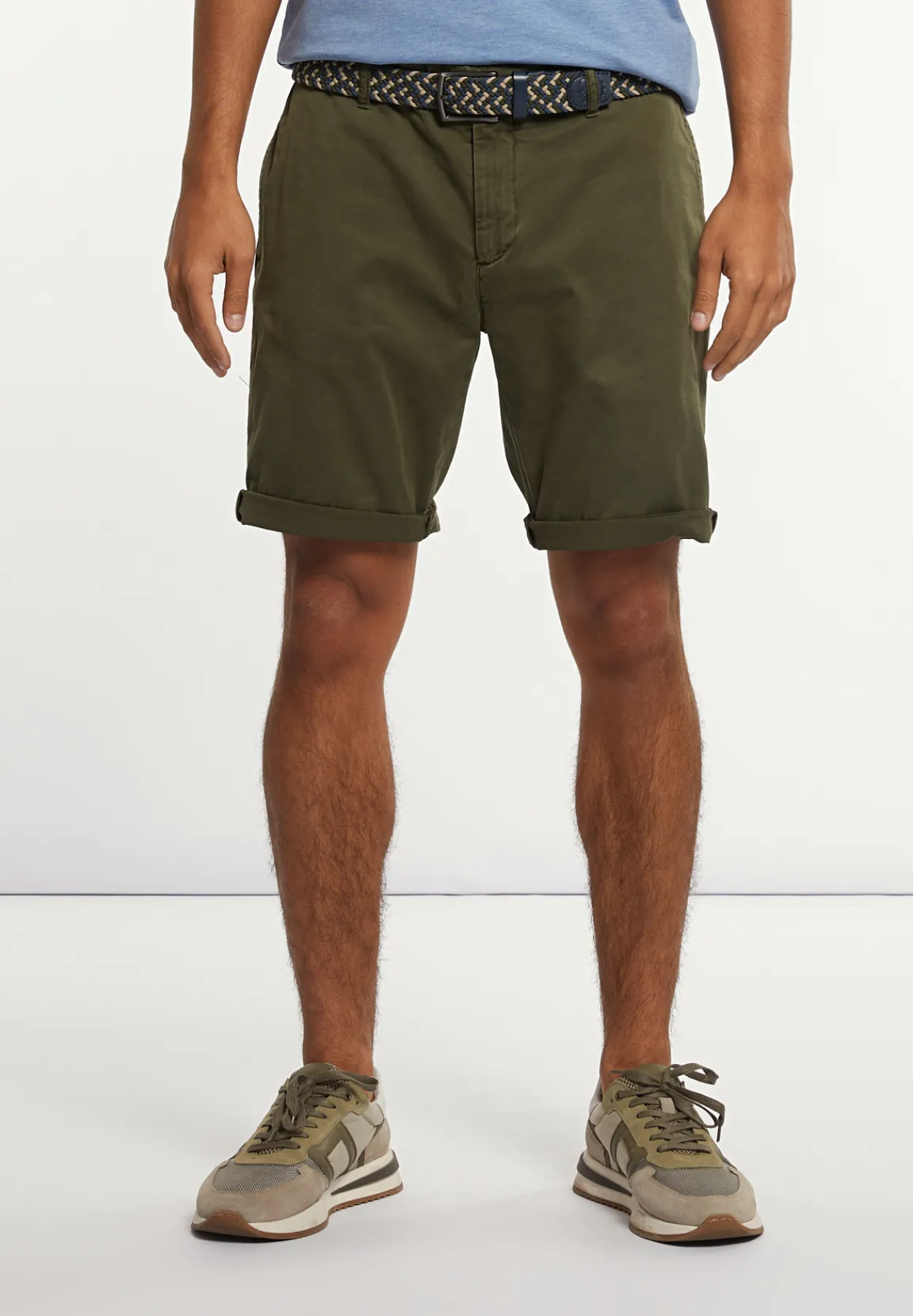 Online River Woods Katoenen stretch short kaki -