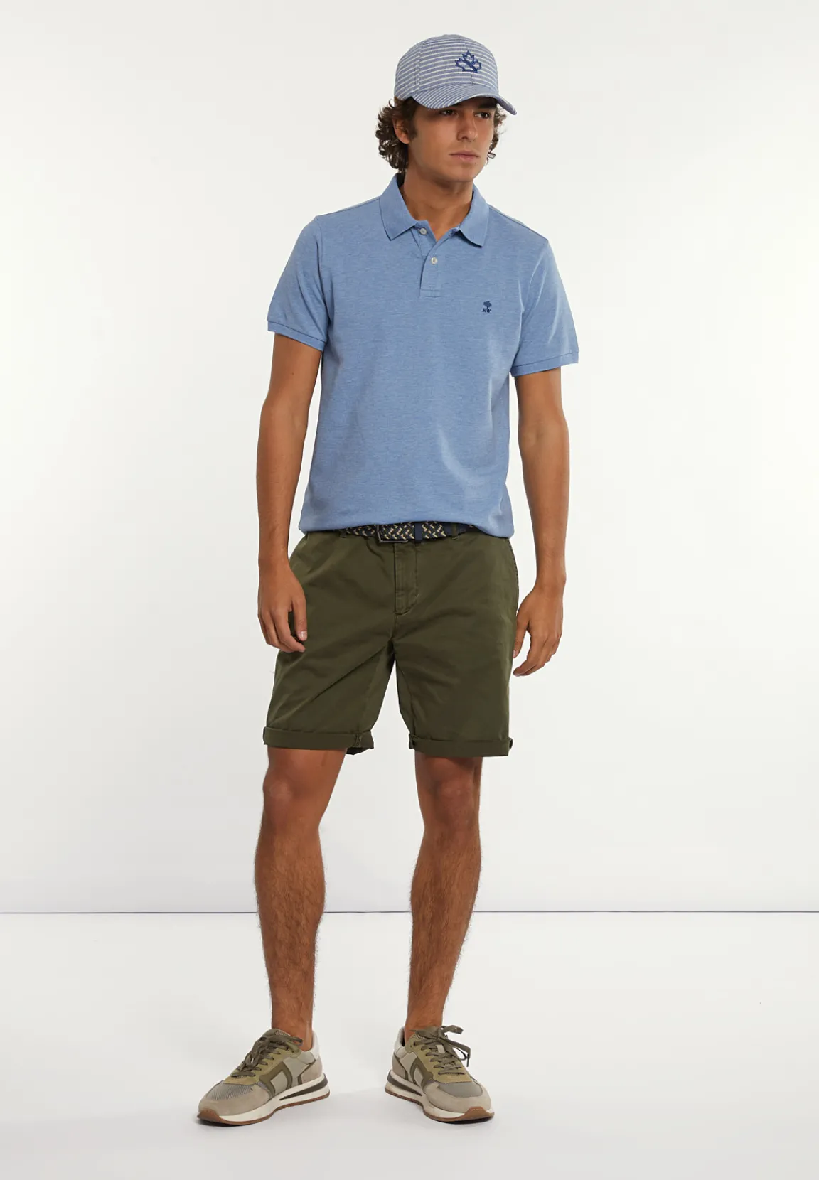 Online River Woods Katoenen stretch short kaki -
