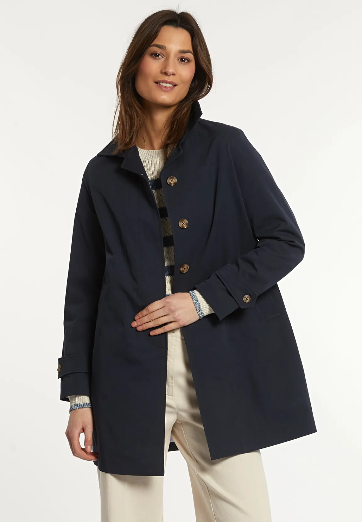 New River Woods Katoenen trenchcoat navy -