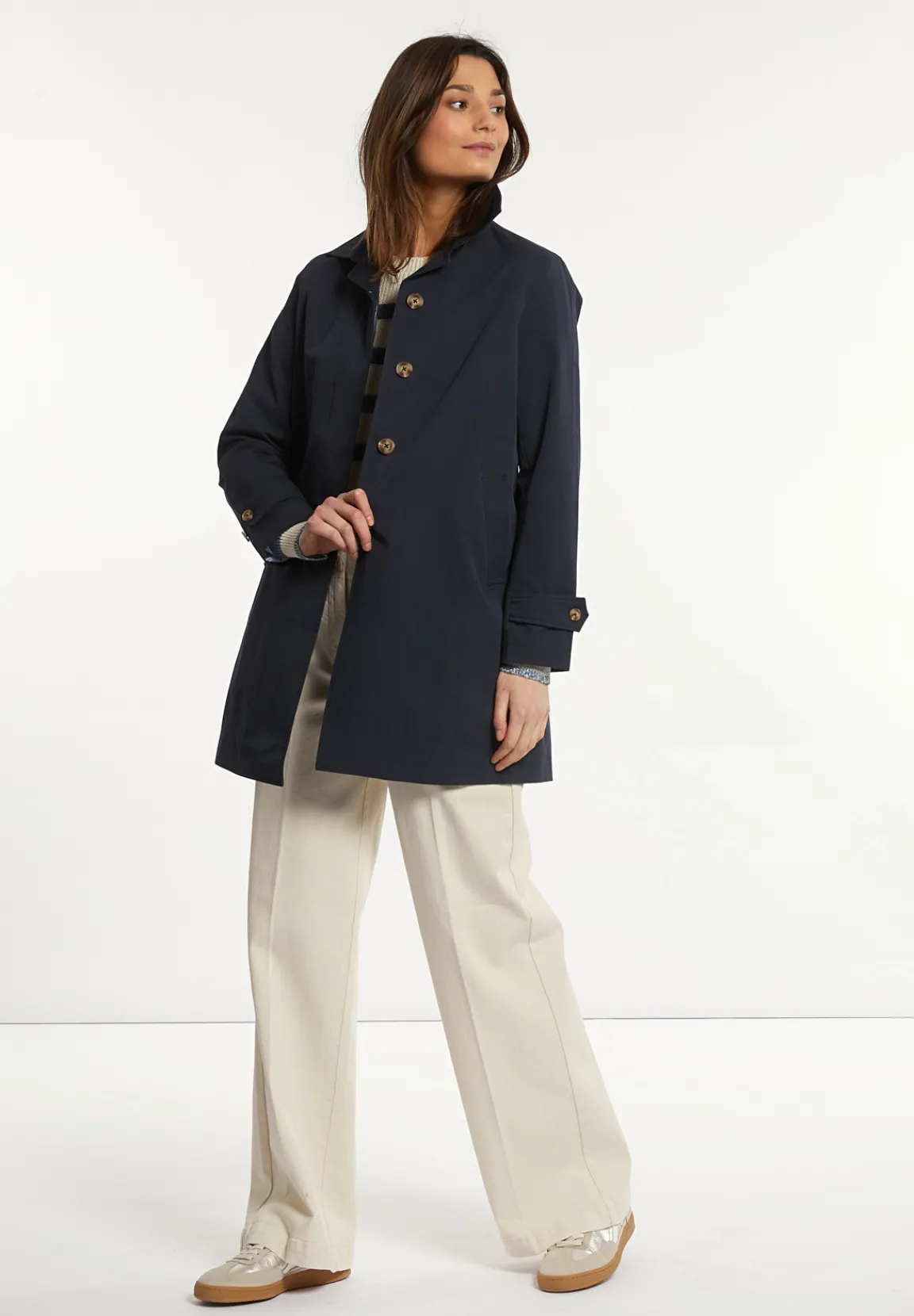 New River Woods Katoenen trenchcoat navy -