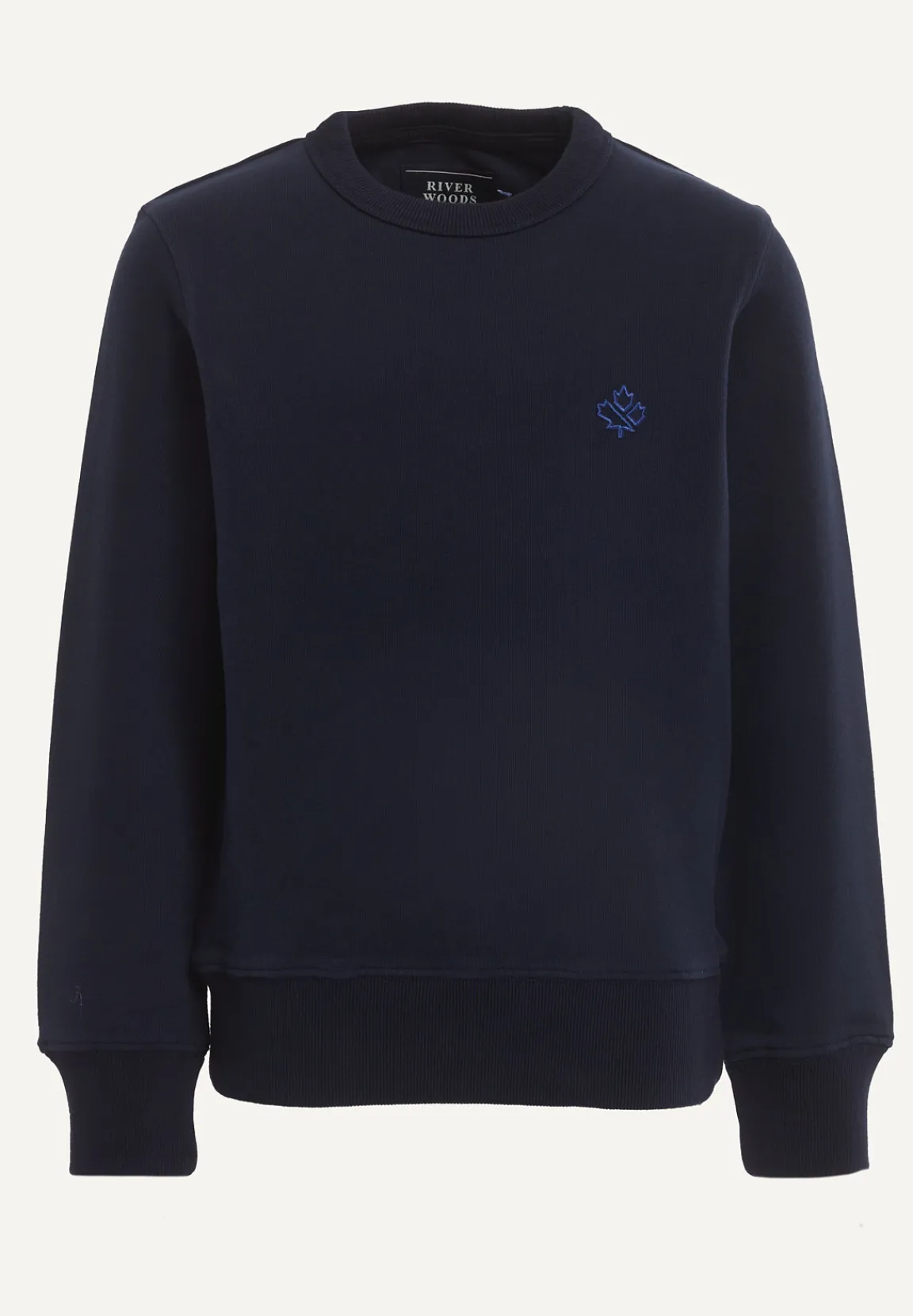 Best River Woods Katoenen trui ronde hals navy -