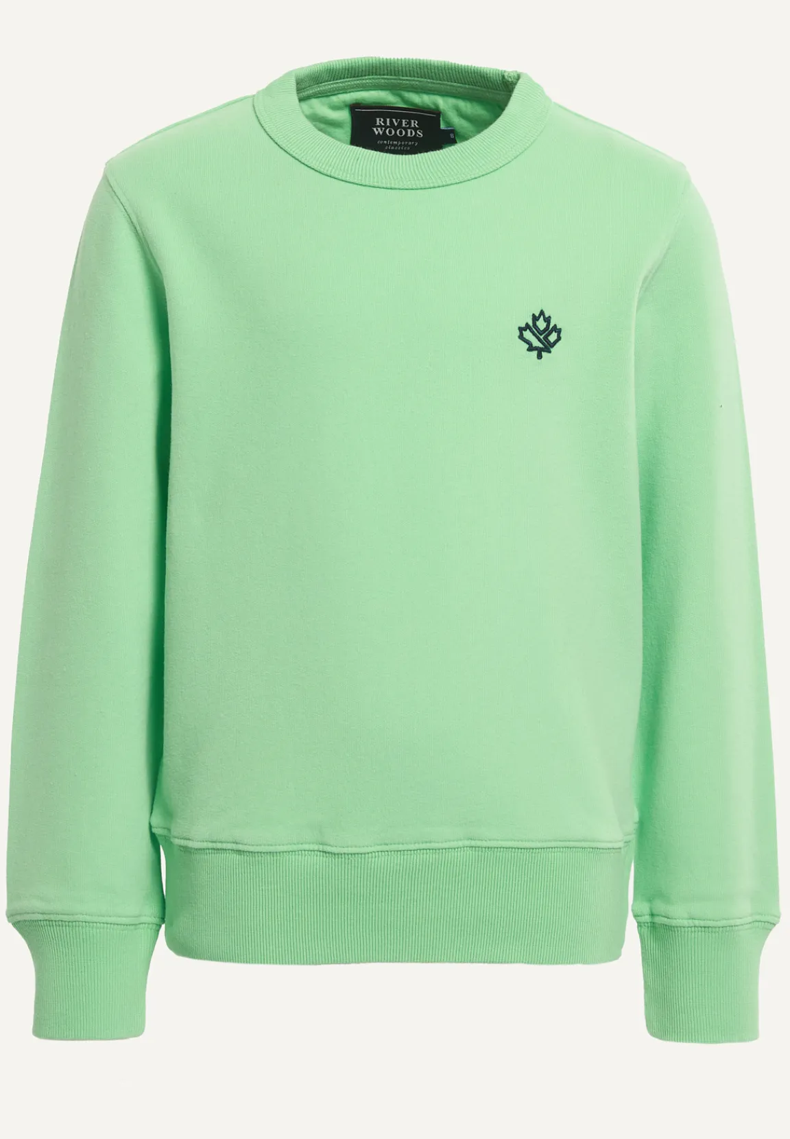 Hot River Woods Katoenen trui ronde hals lime -