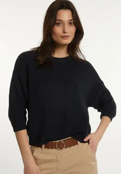 Discount River Woods Katoenen trui ronde hals 1/2 mouwen navy -