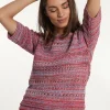 Hot River Woods Katoenen trui ronde hals korte mouwen rood -