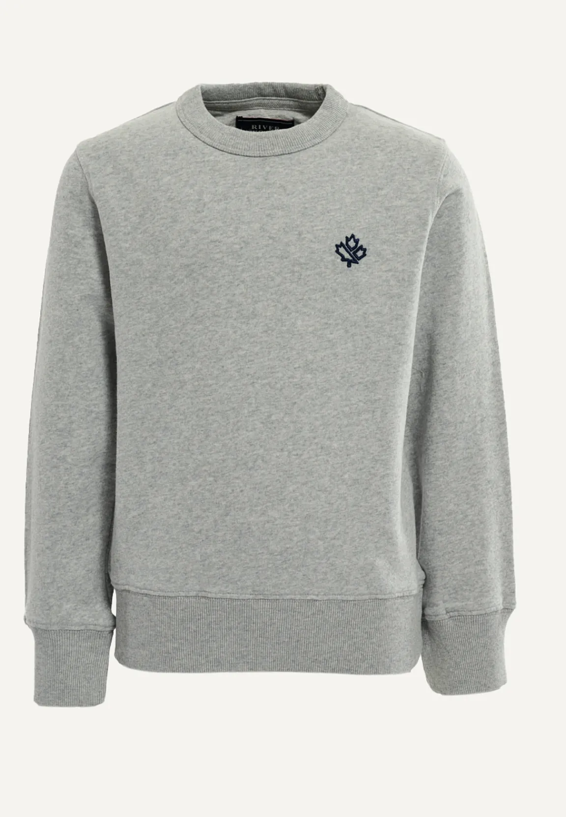 Clearance River Woods Katoenen trui ronde hals pearl grey mix -