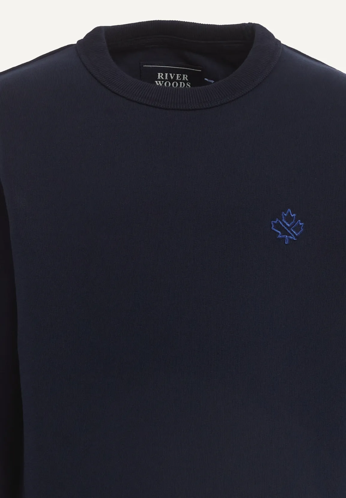 Best River Woods Katoenen trui ronde hals navy -