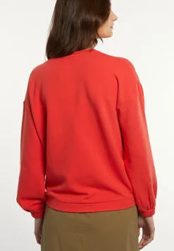 Best River Woods Katoenen trui ronde hals lange mouwen rood -