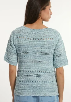 Discount River Woods Katoenen trui ronde hals korte mouwen blauw -